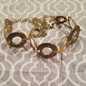 Chico's Gold Metal Circles Belt with Chain